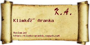 Klimkó Aranka névjegykártya