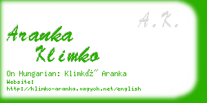aranka klimko business card